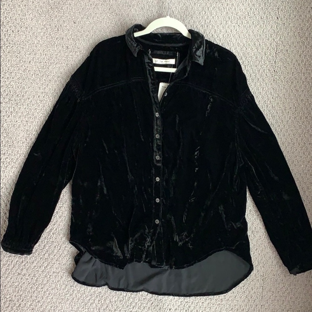 NWT Free People Velvet Buttondown